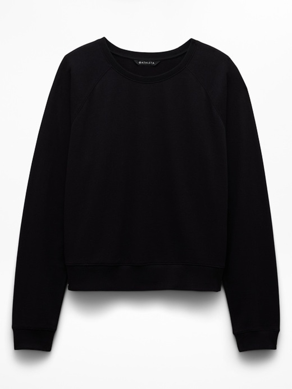 NWT Athleta Classic Fleece Crew Sweatshirt Black XS Relaxed Fit Organic Cotton